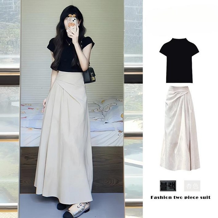 청순한 여름 원피스 세트 롱 니트, 단스커트 이너 드레스 봄 신상 소규모 디자인 올해 유행