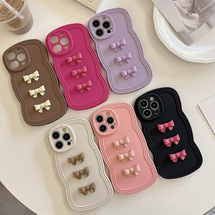 삼성 갤럭시 A시리즈 전기종 입체 리본 파츠 장식 파스텔 단색 컬러 웨이브 실리콘 범퍼 핸드폰 케이스 T5049