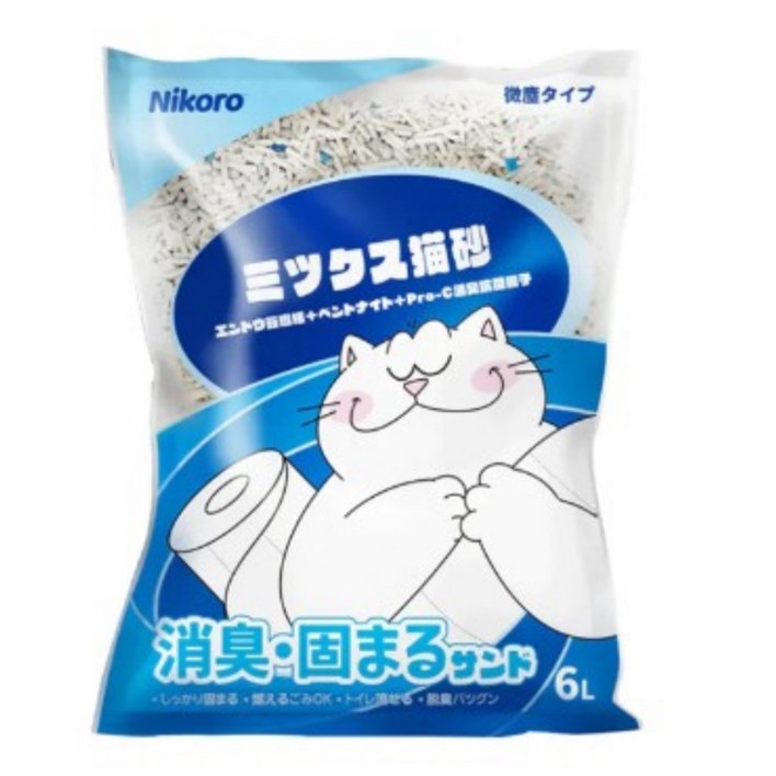 니코로 벤토나이트 두부 응고형 고양이모래, 4개, 2.4kg