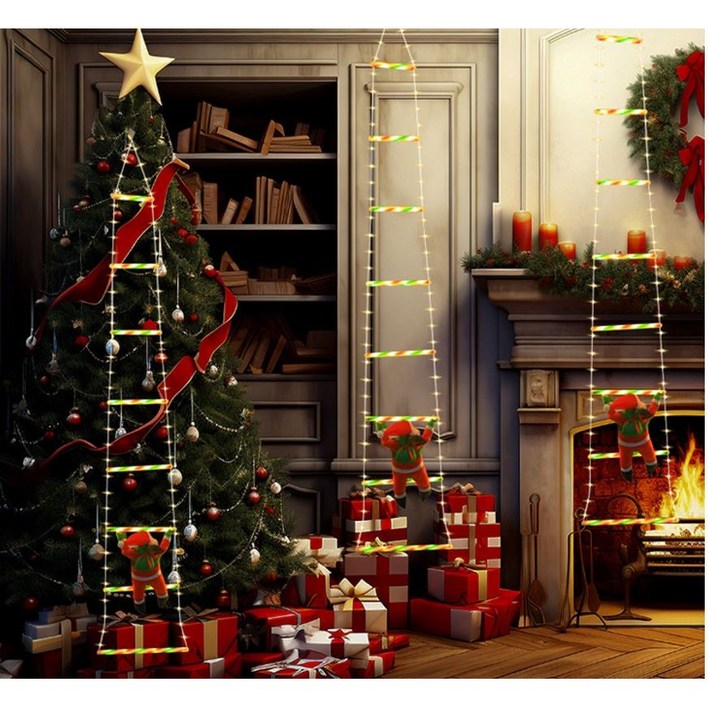 산타 사다리 크리스 마스 산타 장식 led 조명 usb타입, 1개, 따듯한 주황3M