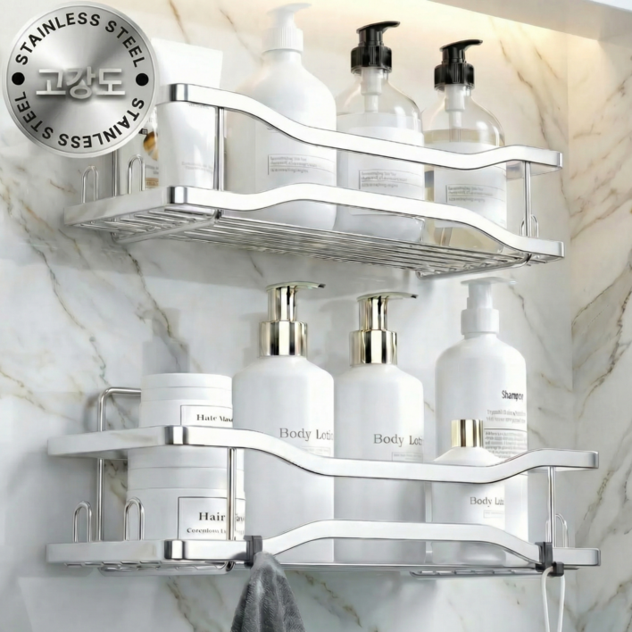 더트롱 고강도 스테인레스 무타공 욕실선반