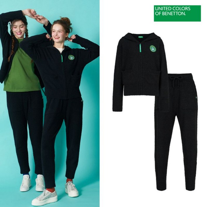 베네통스포츠 니트 셋업 2종 하프집업팬츠