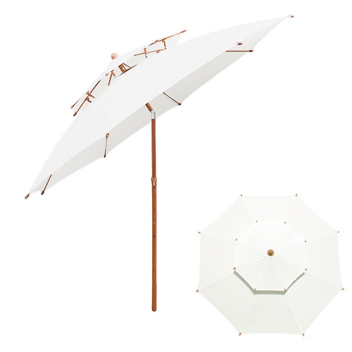연필트리 특대형 휴대용 이층 꺾임 파라솔, 아이보리브라운