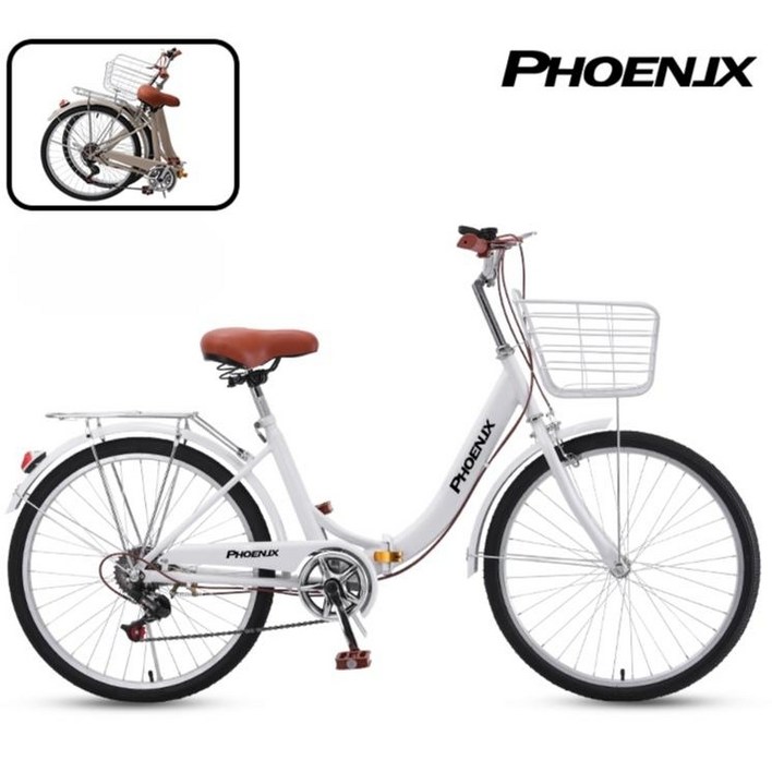 가성비 가벼운 접이식 자전거 7단 기어 변속 클래식 여성용 학생용 경량 공기 타이어 24인치 26인치 4color