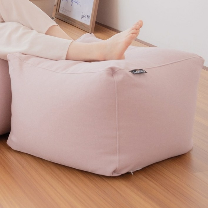 리누 린온 사각스툴 패브릭, 크림 핑크