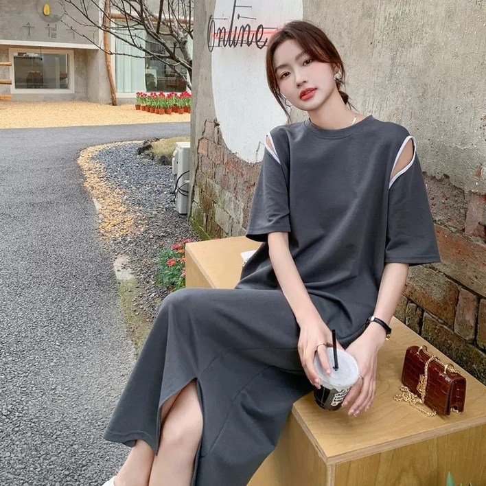해피유통 여성 순면 루즈핏 빅사이즈 솔리드 원피스 펀칭 트임 롱티 원피스 jhljq 해피유통 여성 순면 루즈핏 빅사이즈 솔리드 원피스 펀칭 트임 롱티 원피스 jhljq