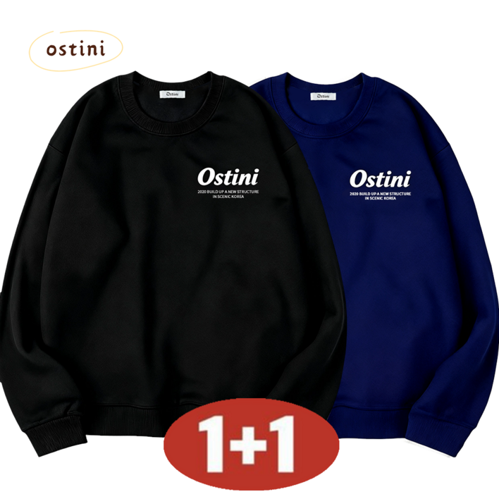 오스틱니 11 초특가 빅사이즈 남성 가을 겨울 데일리 무지 레터링 프린트 긴팔 맨투맨 외출 간절기용 캐주얼