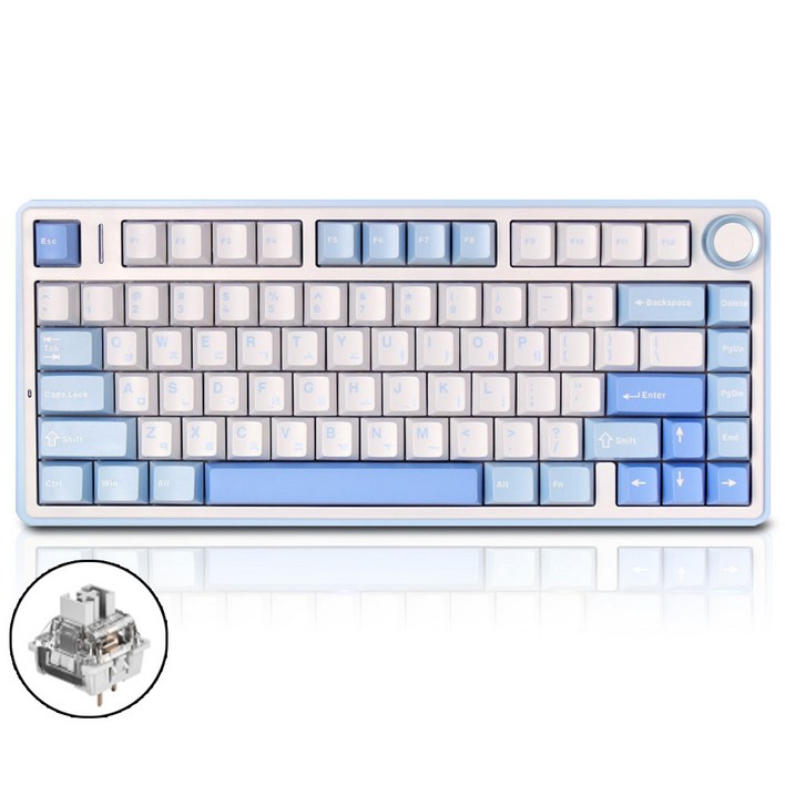 AULA F75 리니어 스위치 풀윤활 유무선 기계식 키보드 블루투스 키보드 독거미 키보드 타란튤라 키보드, 다크블루회목축한영키캡, F75