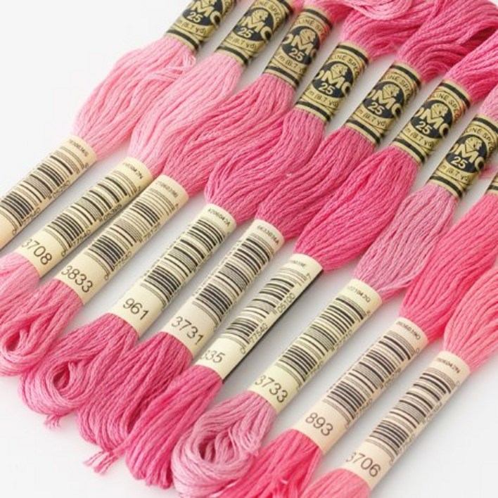 퀼팅맘 DMC 프랑스 수입정품 25번 십자수 면사 자수실 핑크계열1 9종