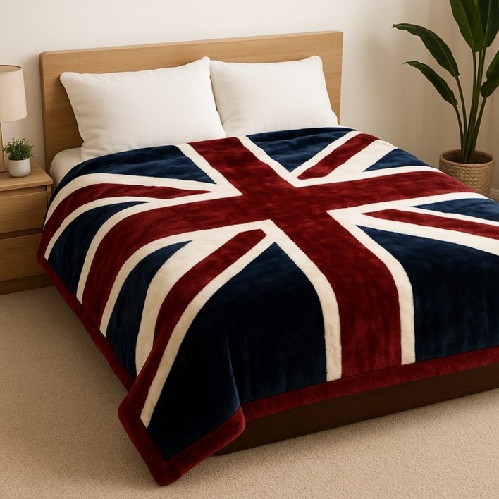 블랭킷 캠핑 양면 밍크 쇼파 대형 겨울 담요 이불 유니언잭 150×200 두꺼운