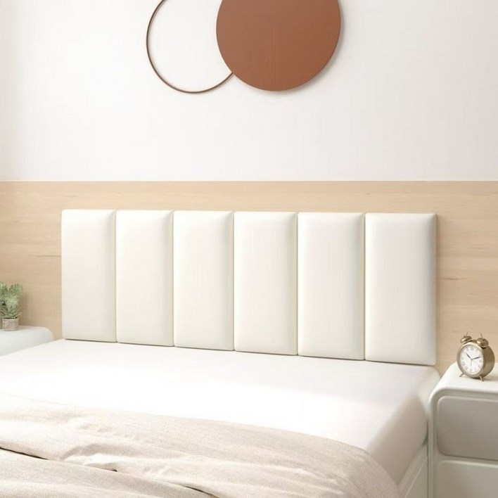 침대 벽쿠션 스티커형 헤드쿠션 접착식 충돌방지 패브릭 매트 인테리어 침실용