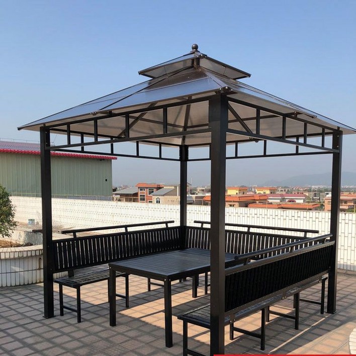 야외 정원 철제 정자 조립식 파고라 마당 테라스 농가용 티하우스, 3.5x4.5m 정자3면 A