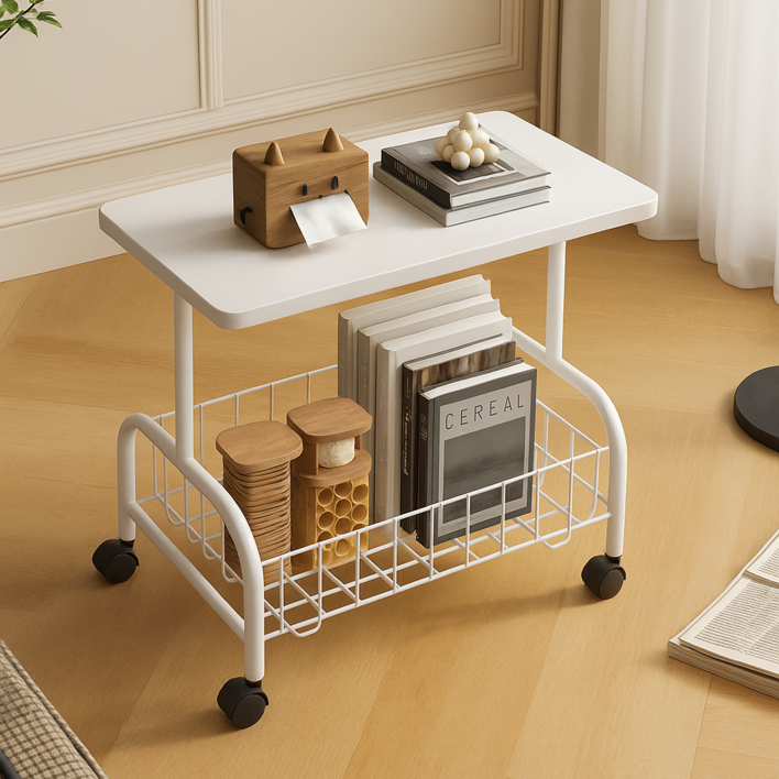 Bornoon 이동식 수납 사이드테이블, 흰색 테이블 보드