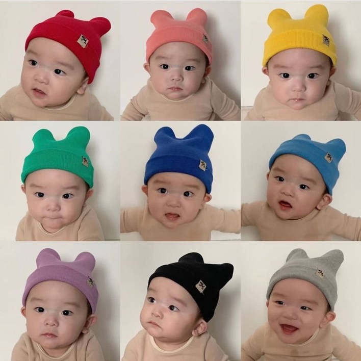 신생아 아기 유아 베이비 뿔비니 곰돌이비니 조동룩 모자 2,700
