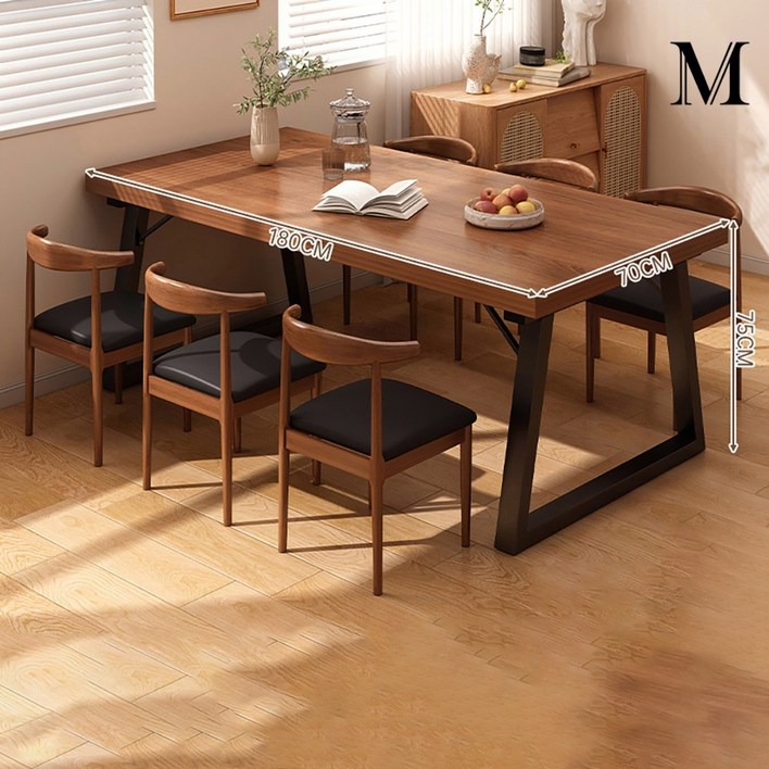 모두의몰 6인식탁 6인식탁세트 식탁의자세트 고급 식탁 나무식탁 6인용 식탁세트, 일반 의자 6, 월넛