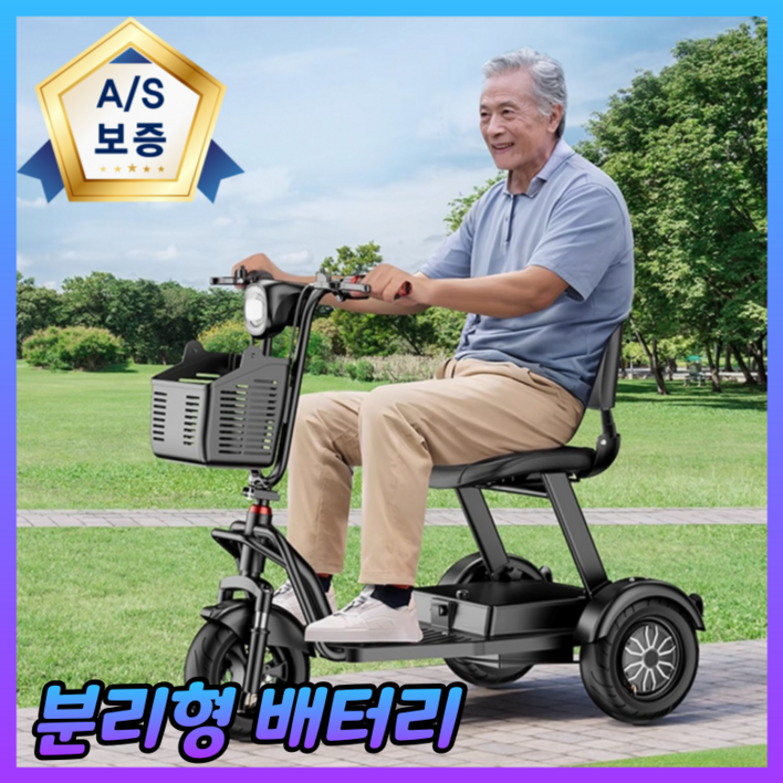 골든모션 노인 전동차 오토바이 전기 스쿠터 전동 산책 삼발이 3륜 삼륜 전동카 어르신 배터리, 36V/10A(주행가능거리30km)