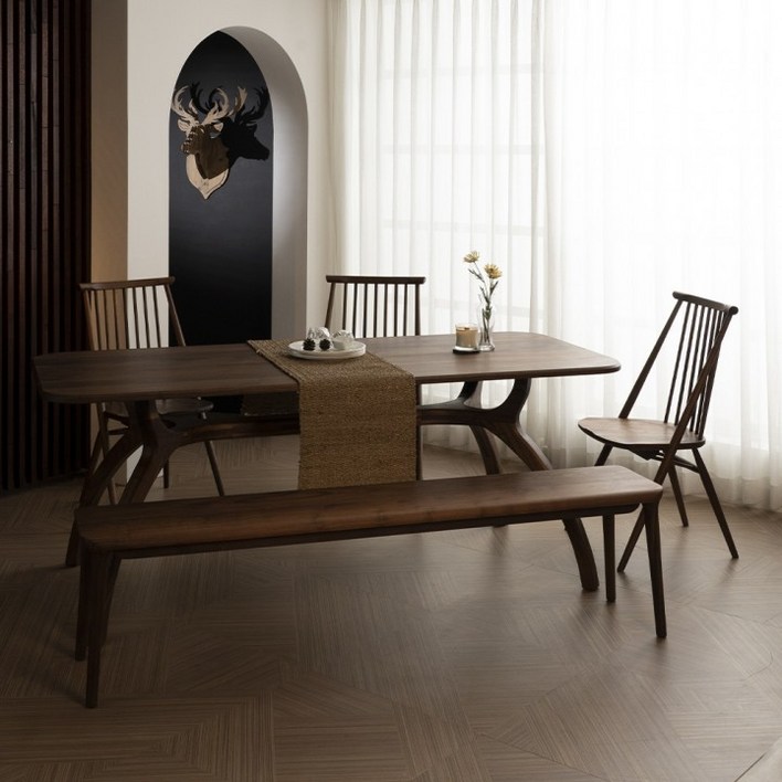 에보니아 헤리스 호두나무 원목식탁테이블1400, 월넛