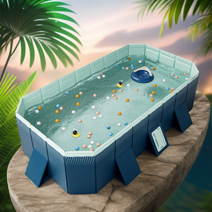 Zebeer 원터치 야외 수영장 실내수영장 대형 패밀리 접이식 수영장 풀장 에어리스 풀장, 네이비, 1개