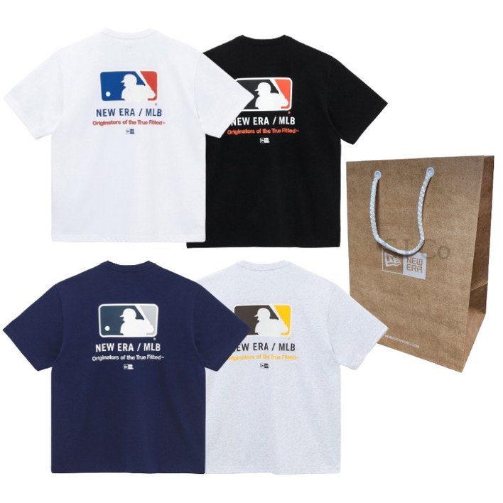백화점판 뉴에라 MLB 베이직 로고 반팔 오버핏 티셔츠  쇼핑백