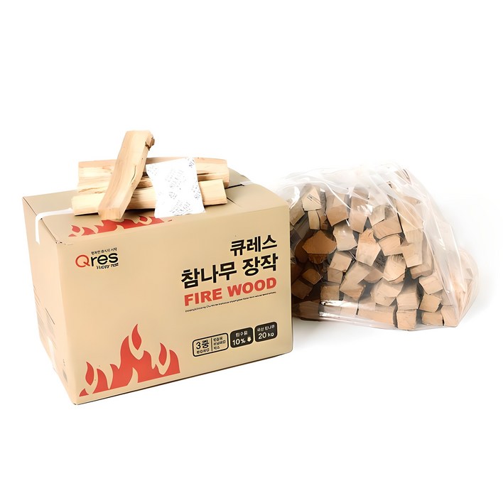 큐레스 3중 방습 국산 참나무 장작, 20kg, 1개 큐레스 3중 방습 국산 참나무 장작, 20kg, 1개