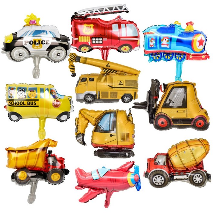 스마일파티 미니 자동차 풍선, 1세트, 10종