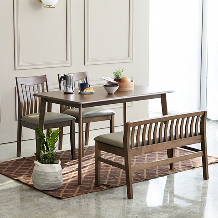 베스트리빙 캔버라 스칸디 제시 4인 원목 or 세라믹 식탁 4인용 세트포세린 상판원목 프레임, 의자2벤치1 포함 방문설치 3종 2color, 1200원목식탁월넛