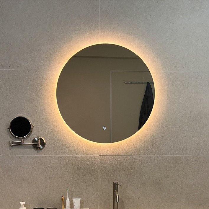 에브리윅 붙이는 화장대 led 거울 욕실 벽거울 원형 스마트 미러 부착식 세면대 벽부착 간접조명