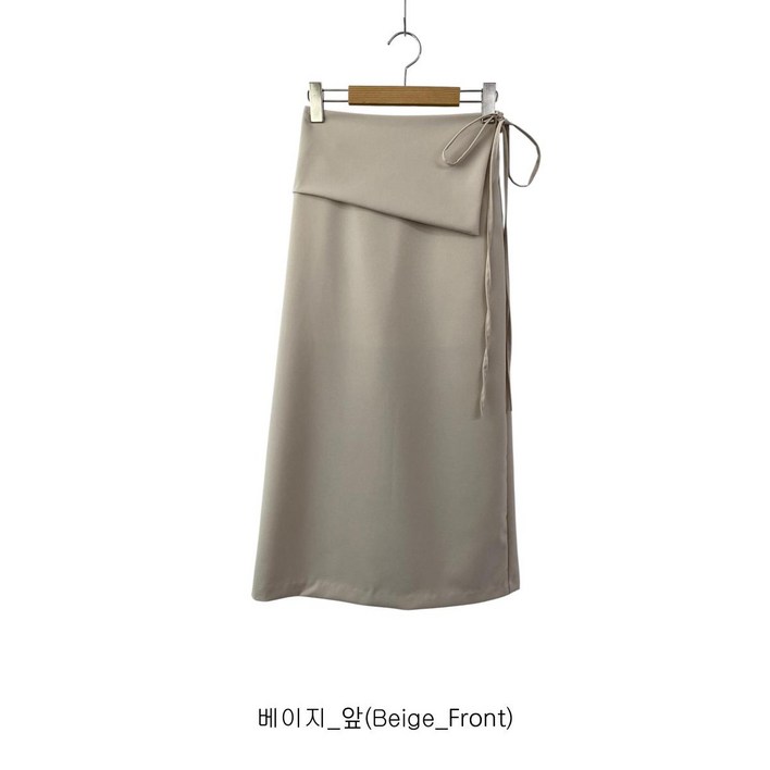 무디에 국내제작 여성 스트랩 세미 A라인 랩 스타일 뒤트임 밴딩 롱스커트