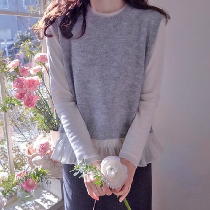 리린 멜로드 샤링배색 포인트 따스미 베스트 2color 2790321