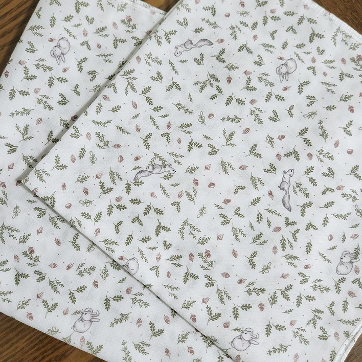 국산 순면 무형광 빅사이즈 45x45cm 가제 엠보면 나염 손수건 5장