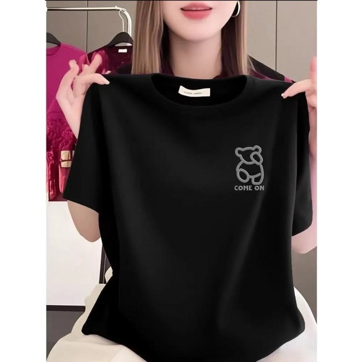 (TRENDISTY)보그핏 샤셔상의 / 여성 데일리 반팔 티셔츠 캐릭터 기본 상의