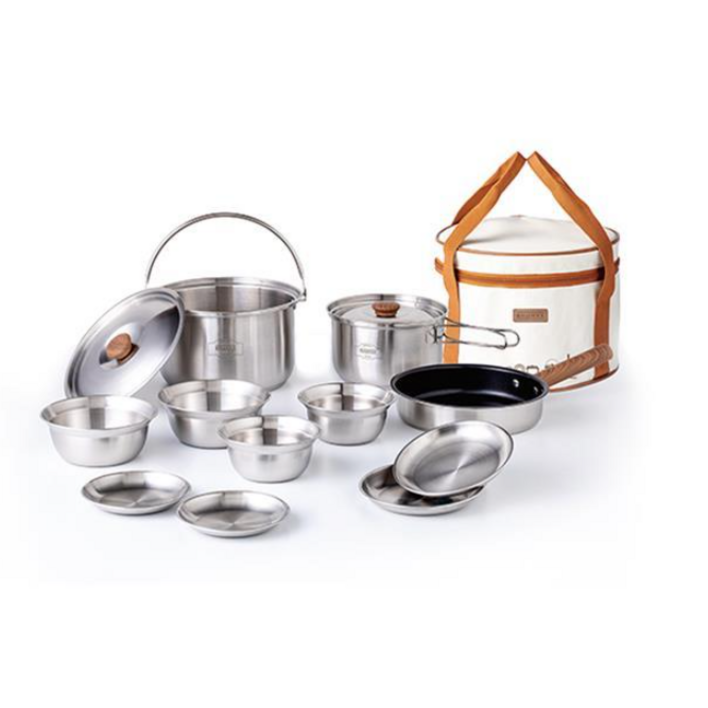 슈맥스 스테인리스 스틸 캠핑 코펠 12종 세트, 1개