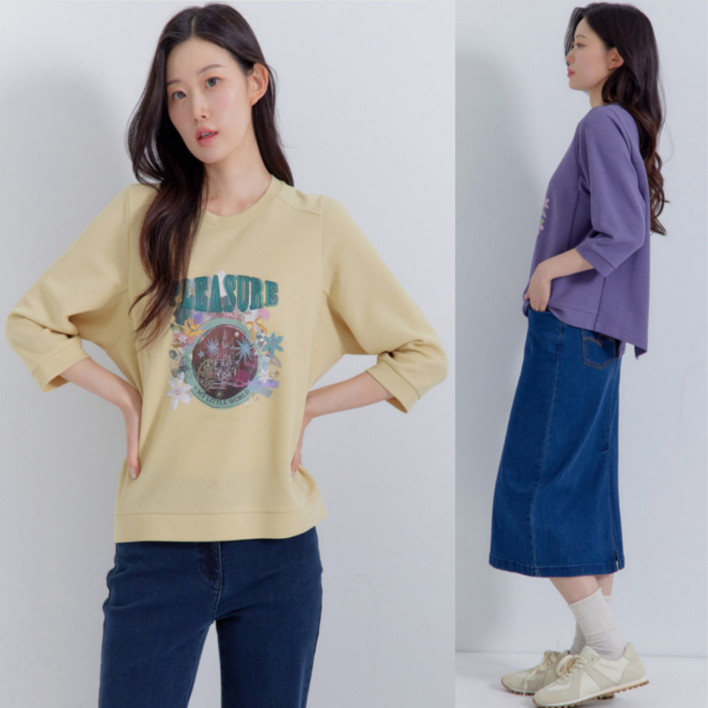 지센창원여성 7부 티셔츠 원포인트 라운드 2색 LCTSP921