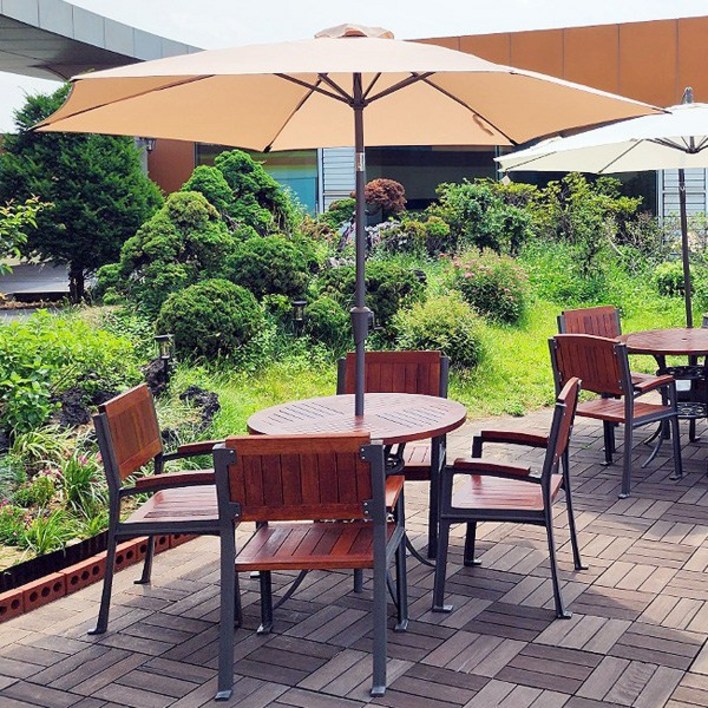 천연원목 하드우드 목재 원형테이블세트4인세트 원형테이블야외테이블, 월넛블랙