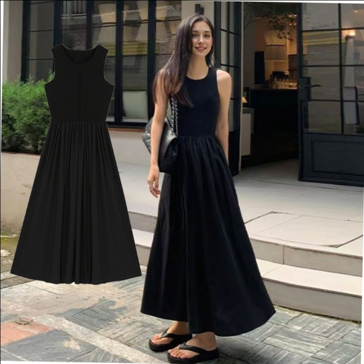 블랙원피스 민소매원피스 나시원피스 롱원피스 데일리원피스 여자롱원피스 롱치마 올블랙원피스