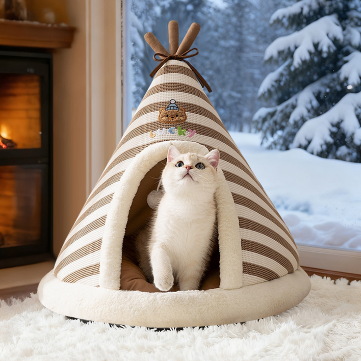 즈이리빙 니트 보온  고양이 숨숨집 텐트 강아지 집