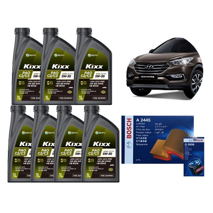 킥스파오 KIXX PAO C2C3 5W30 싼타페DM 디젤 합성엔진오일 필터 패키지 세트