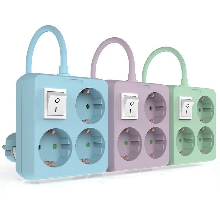 러그박스 이지콕 납작헤드 미니 스위치 파스텔 감성 3구 고용량 멀티탭