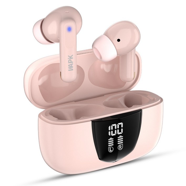 와피크 노이즈캔슬링 무선 블루투스 이어폰 RS1 C타입 커널형, 핑크