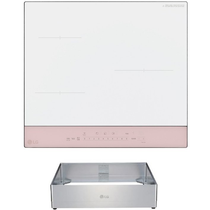 LG 디오스 오브제컬렉션 인덕션 빌트인 3구 전기레인지 미스트 핑크 본품 + 프리스탠딩 자재 15cm