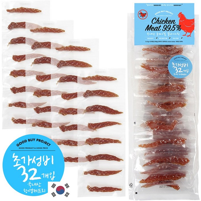 오래오래프로젝트 초대용량 순수 닭고기스틱 32개입 368g, 1개 오래오래프로젝트 초대용량 순수 닭고기스틱 32개입 368g, 1개