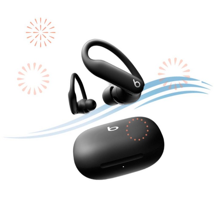 Beats 비츠 마이크 이어폰 파워비츠 프로 2 젯 블랙  무선 블루투스 이어버드, 노이즈캔슬링, 심박수 모니터, IPX4, 45시간 배터리 FH