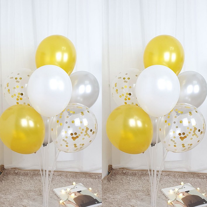 파티앤온 풍선꽂이 펄풍선 스탠드 장식 세트, 2개, 9.골드 반짝
