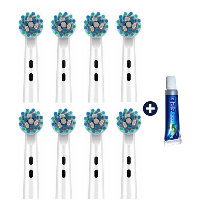 티커스트 오랄비 호환 크로스액션 전동 칫솔모 EB50-X 8개입 + 페리오 미니 치약, 1세트