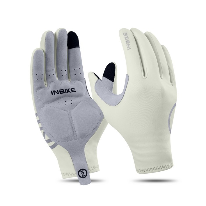 INBIKE 자전거 장갑 겨울용 2핑거 터치스크린 방풍 보온 통기성 미끄럼 방지 러닝 사이클링 스키 레저용, 2개, Beige