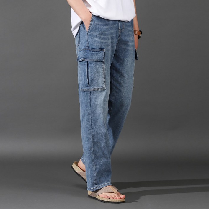 후앙스 와이드 씬 밴딩 카고 데님 팬츠 GZCP5169