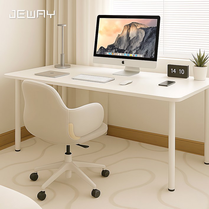 Jeway 책상 테이블 다용도책상 컴퓨터책상 사무용책상 튼튼한 업그레이드형, 우유니화이트