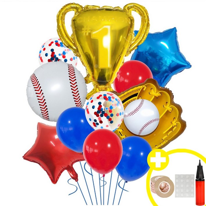 챔피언 파티 스포츠 위너 챔피언 축하파티 은박풍선세트 인생샷 포토존 연출템 64옵션 에브리띵스마일 1225, 1세트, 야구