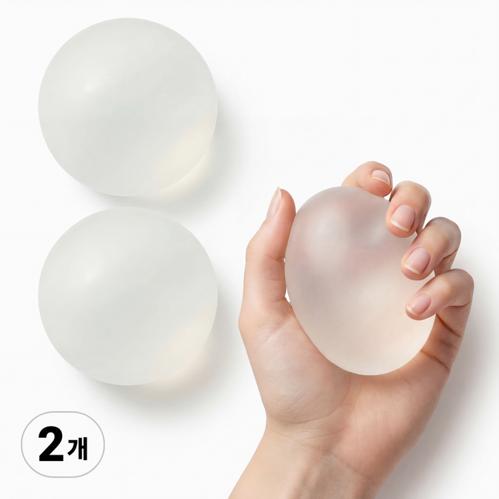 리즈니 말랑이 원형 스퀴시 스트레스볼, 2개, 120g, 반투명 화이트