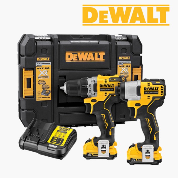 디월트 무선 충전 컴팩트 드라이버 2종 콤보 세트 12V MAX DCK2110D2T ( DCF801 + DCD701 +배터리2+충전기1+케이스)
